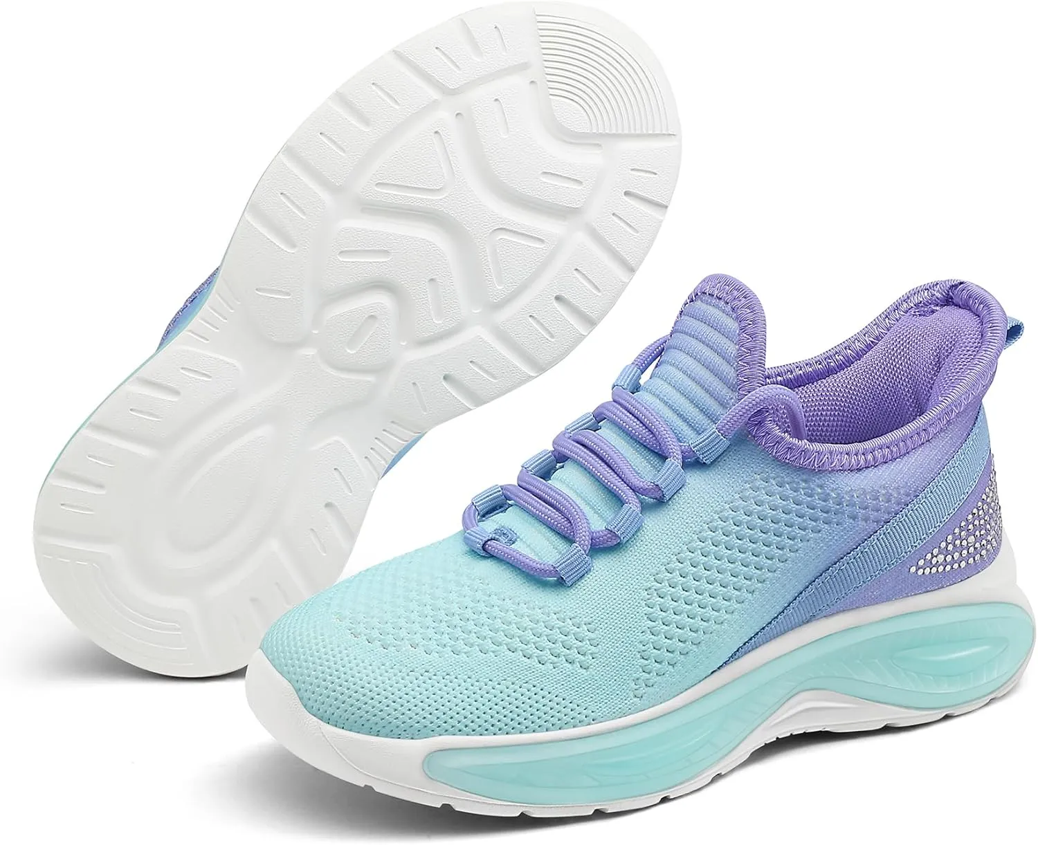 RUNSIDE Girls Lightweight Sneakers Kids Lace-up Tennis Running Shoes, Breathable Walking Shoes for Toddler/Little Kid/Big Kid