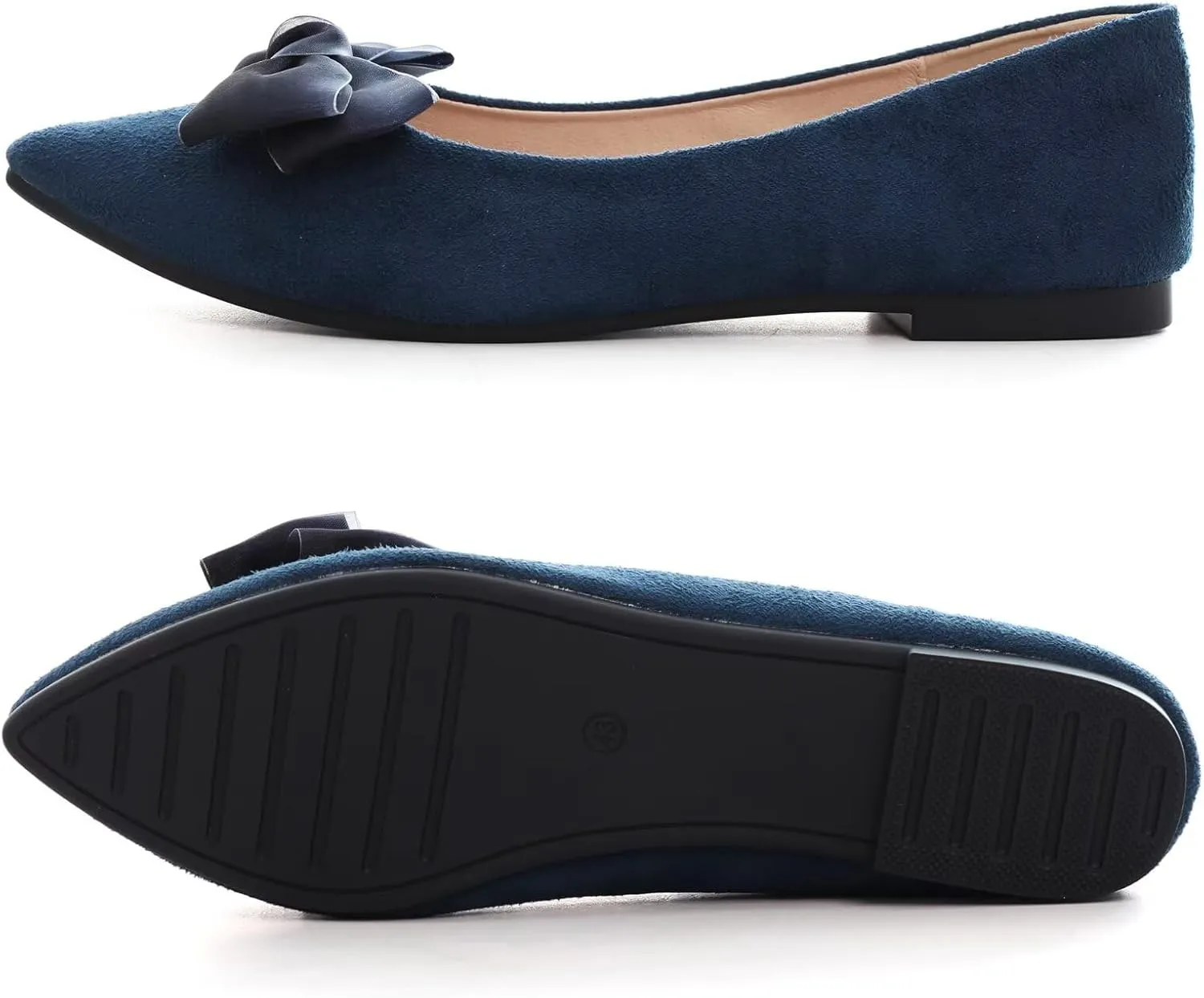 SAILING LU Bow-Knot Ballet Flats for Women Pointed Toe Rhinestones Dress Shoes Comfort Lightweight Loafers