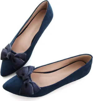 SAILING LU Bow-Knot Ballet Flats for Women Pointed Toe Rhinestones Dress Shoes Comfort Lightweight Loafers