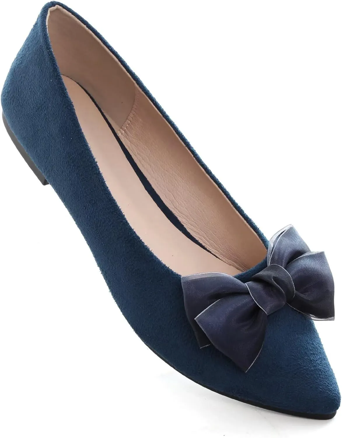 SAILING LU Bow-Knot Ballet Flats for Women Pointed Toe Rhinestones Dress Shoes Comfort Lightweight Loafers