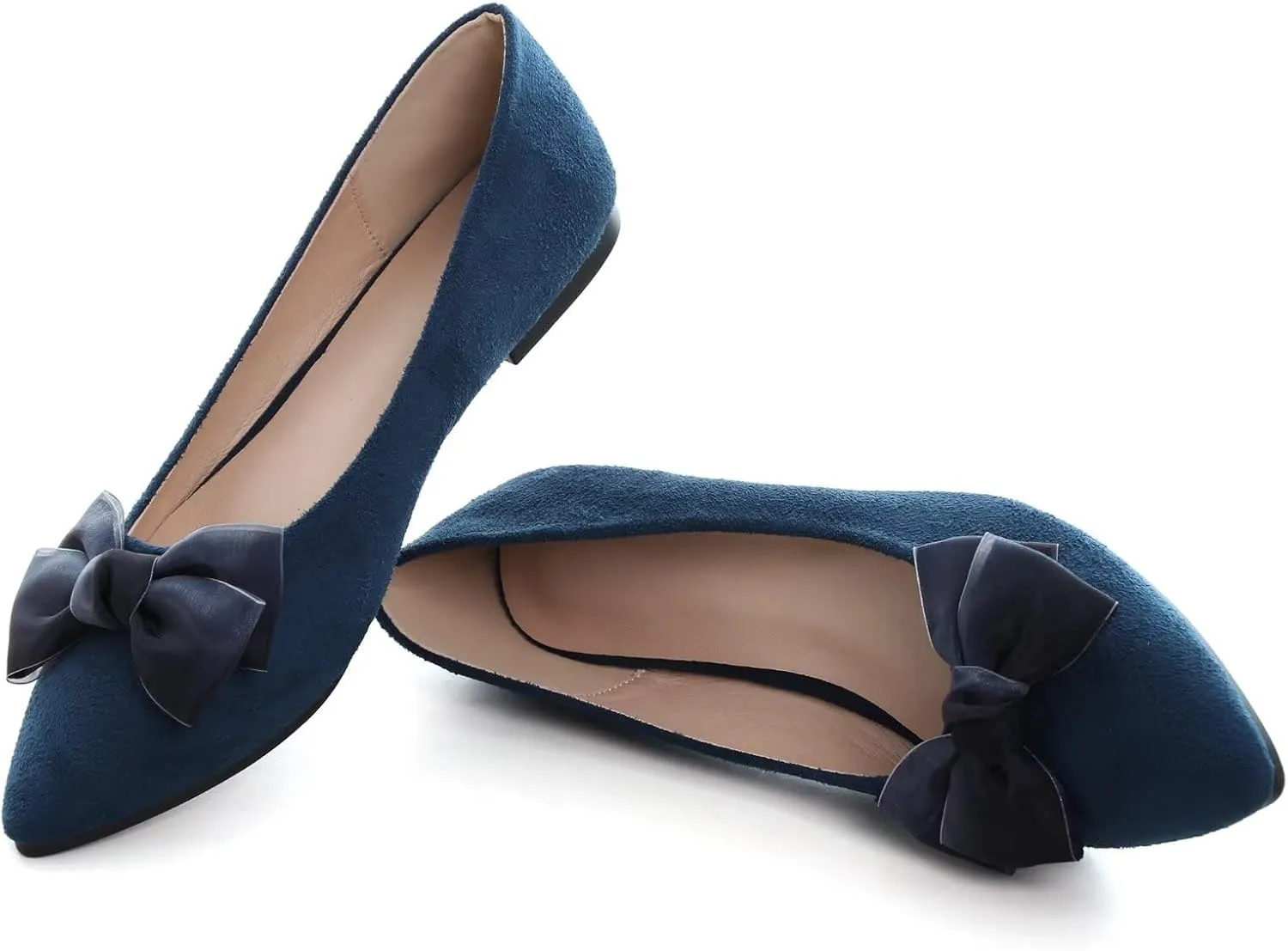 SAILING LU Bow-Knot Ballet Flats for Women Pointed Toe Rhinestones Dress Shoes Comfort Lightweight Loafers