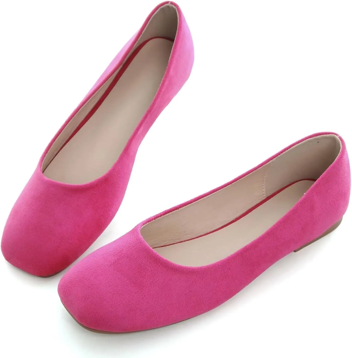 SAILING LU Flats for Women Comfortable Solid Color Soft Flats Square Toe Ballet Casual Work Shoes Dressy Slip-ons Loafers