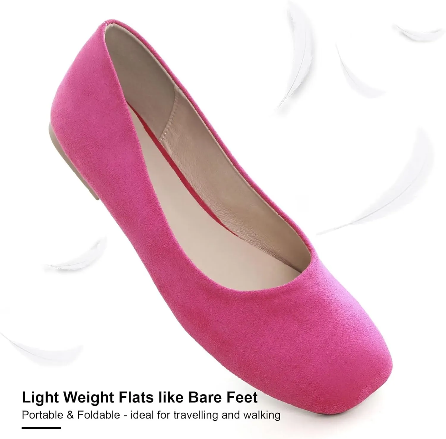 SAILING LU Flats for Women Comfortable Solid Color Soft Flats Square Toe Ballet Casual Work Shoes Dressy Slip-ons Loafers