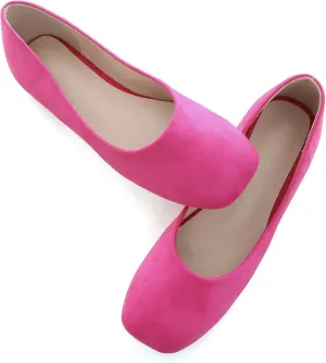SAILING LU Flats for Women Comfortable Solid Color Soft Flats Square Toe Ballet Casual Work Shoes Dressy Slip-ons Loafers