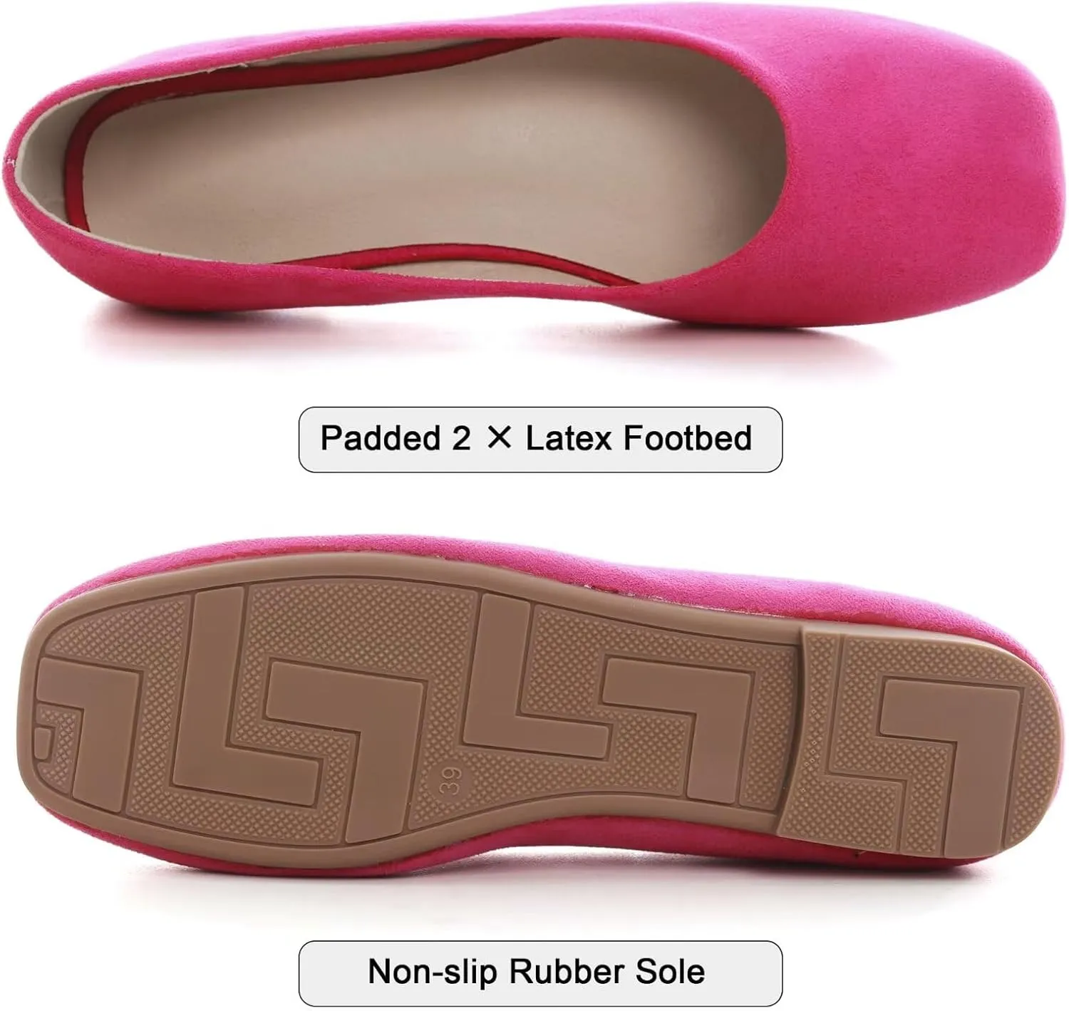 SAILING LU Flats for Women Comfortable Solid Color Soft Flats Square Toe Ballet Casual Work Shoes Dressy Slip-ons Loafers
