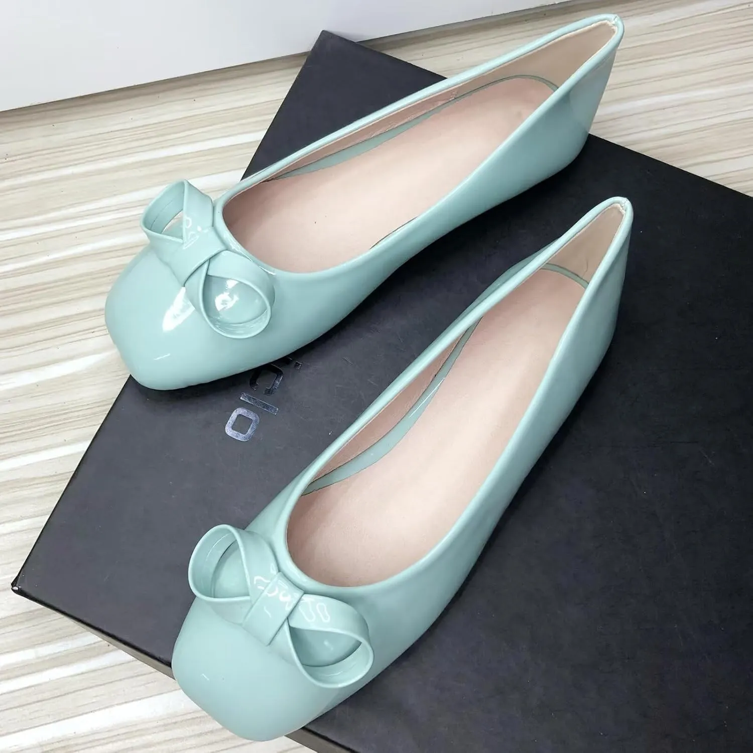 SAILING LU Women's Bow-Knot Square Toe Ballet Flats Elegant Dress Shoes Soft Dressy Shoes Female Slip-on Loafers