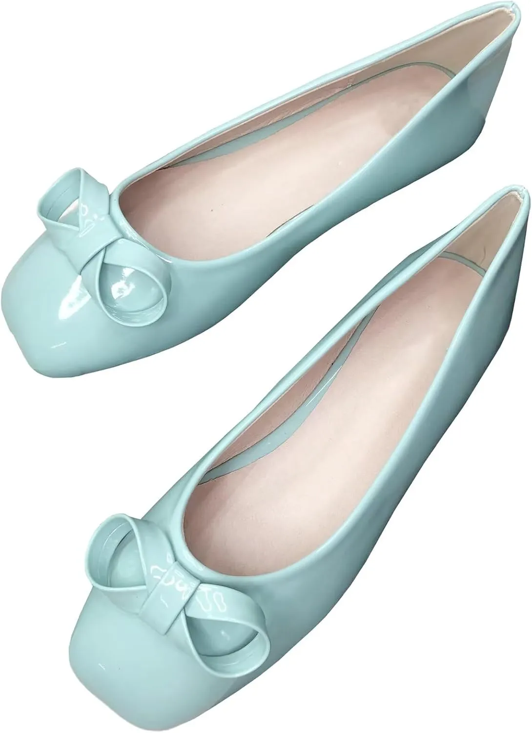 SAILING LU Women's Bow-Knot Square Toe Ballet Flats Elegant Dress Shoes Soft Dressy Shoes Female Slip-on Loafers