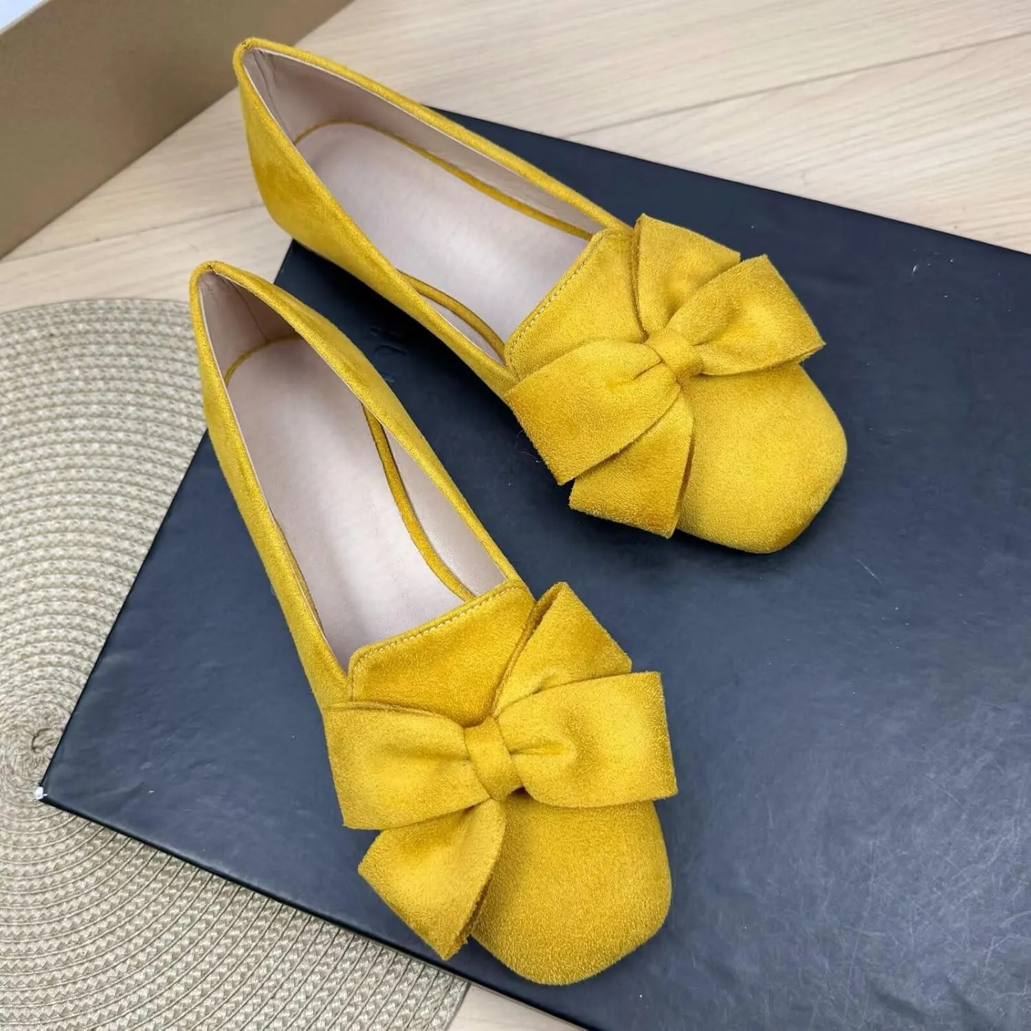 SAILING LU Womens Bowknot Pointed Toe Shoes Comfortable Ballet Flats Slip on Loafers Dressy Flats for Party