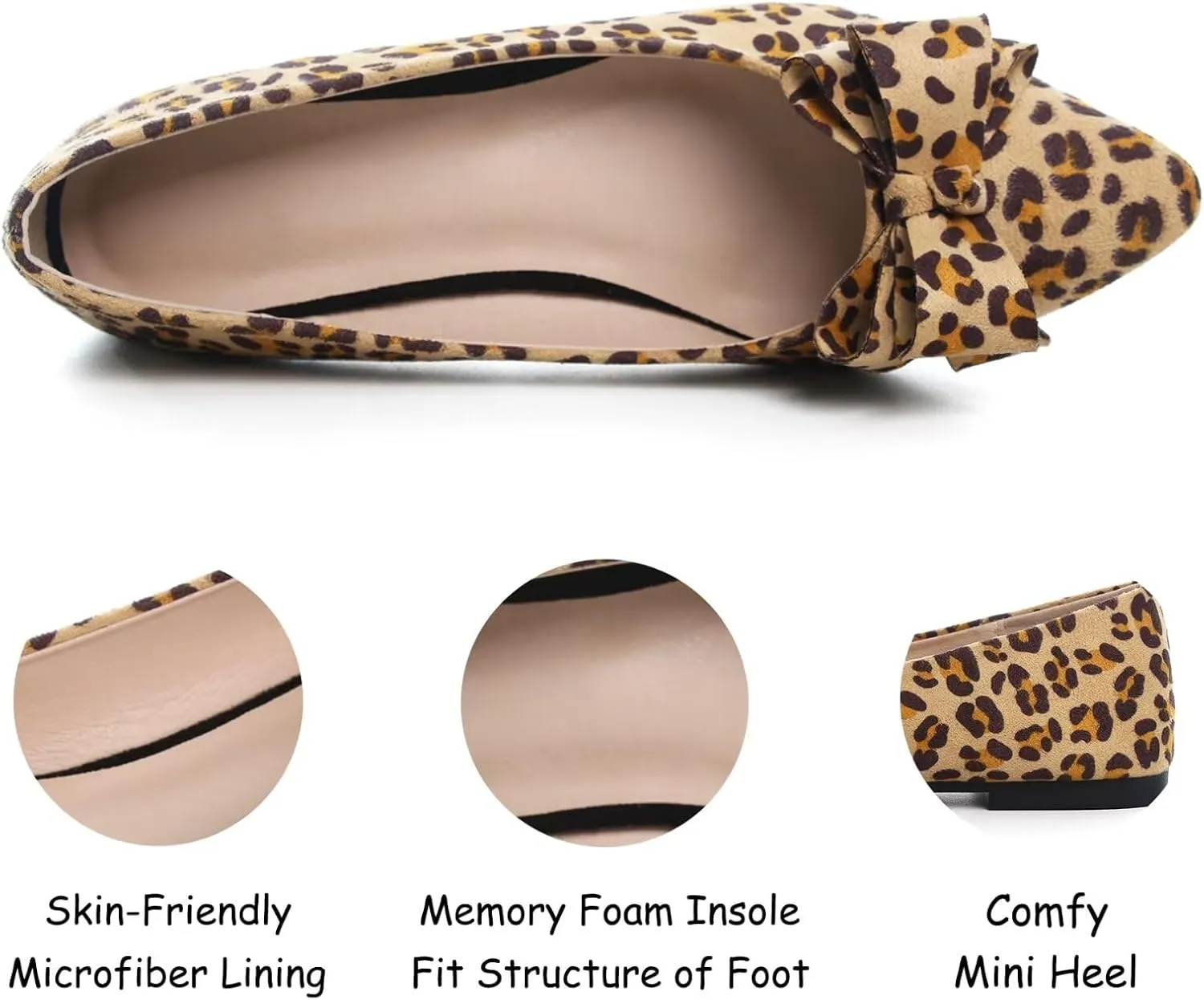 SAILING LU Womens Pointed Toe Ballet Flats Cute Bow-Knot Comfortable Loafers Formal Business Suede Slip On Dressy Walking Shoes