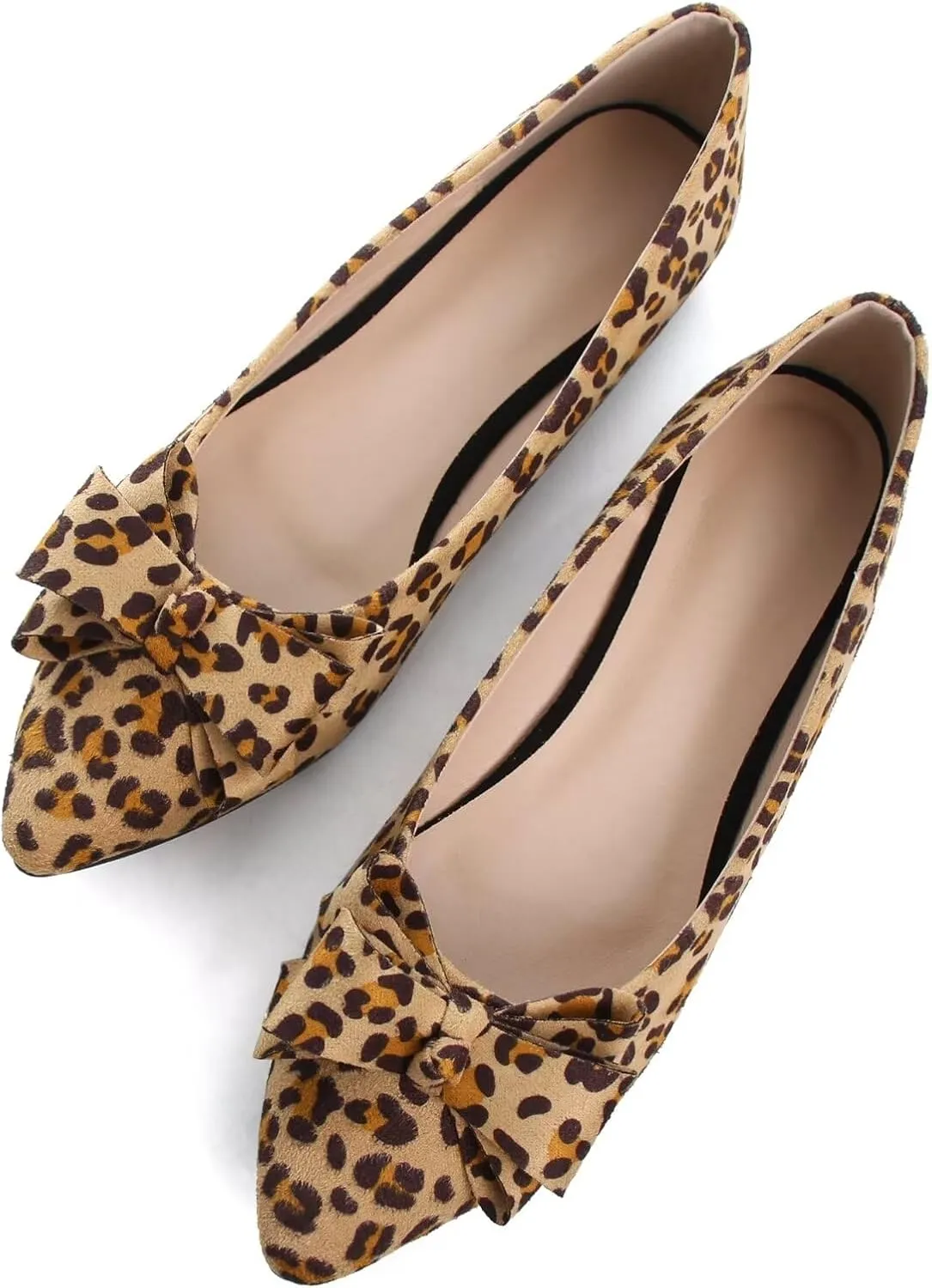 SAILING LU Womens Pointed Toe Ballet Flats Cute Bow-Knot Comfortable Loafers Formal Business Suede Slip On Dressy Walking Shoes