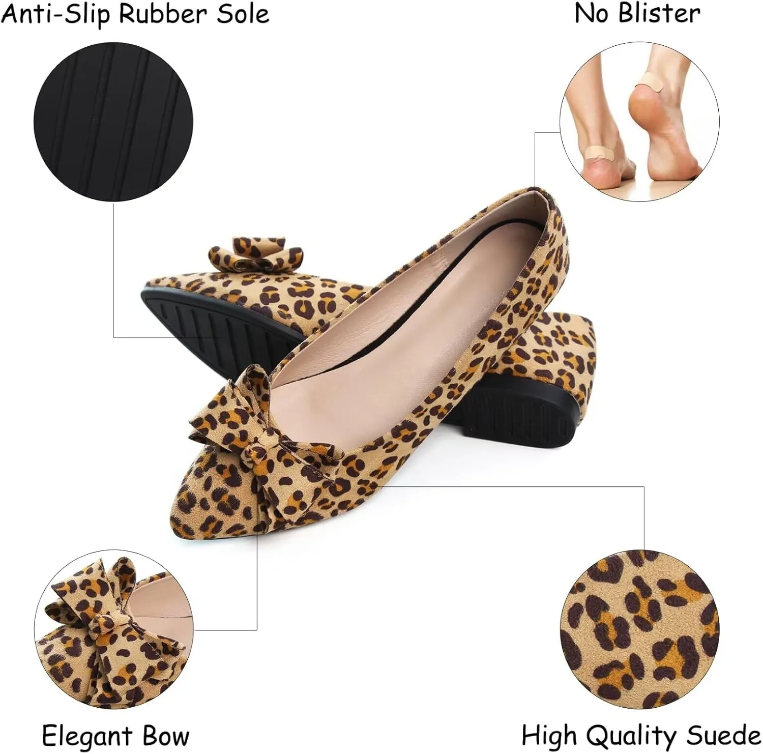 SAILING LU Womens Pointed Toe Ballet Flats Cute Bow-Knot Comfortable Loafers Formal Business Suede Slip On Dressy Walking Shoes