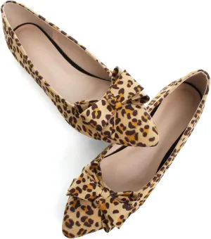 SAILING LU Womens Pointed Toe Ballet Flats Cute Bow-Knot Comfortable Loafers Formal Business Suede Slip On Dressy Walking Shoes