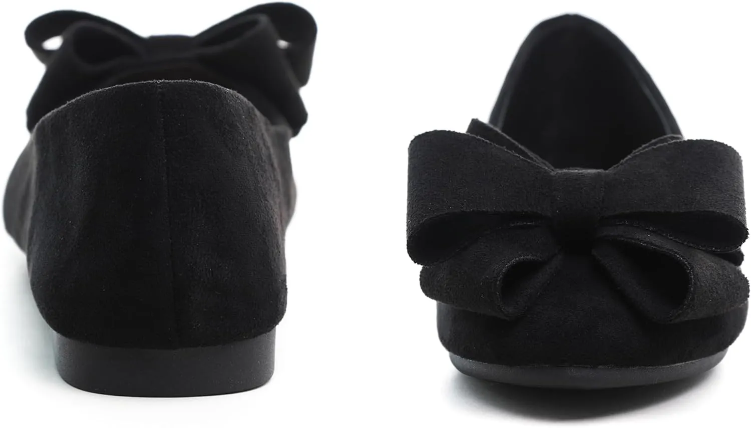 SAILING LU Womens Round Toe Ballerina Shoes Cute Bow Flats Soft Suede Comfortable Slip-ons Solid Color Office Lady Walking Shoes