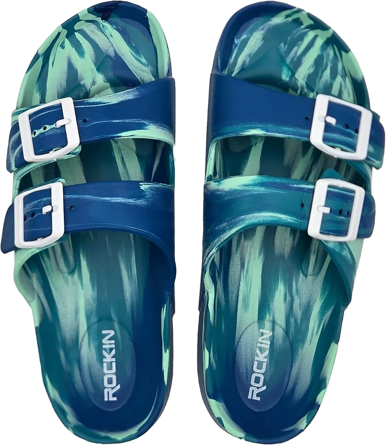 Sandals for Women & Men - Slippers Double Buckle Adjustable Slides - EVA Flat Sandals - Comfortable, Durable, and Stylish Outdoor Footwear