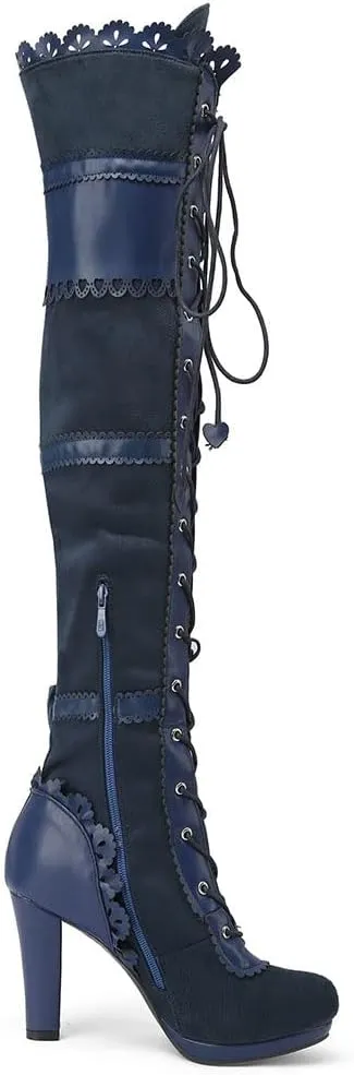 SaraIris Women's Vintage Boots Chunky High Heel Platform Knee High Boots Buckle Lace Goth Punk Knight Boots Over the Knee Boots Thigh High Boots for Women