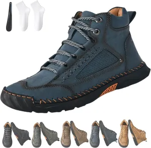 Saw Behind Boots, Sawbehind Leather Boots Mens, Wide Men's Comfortable Handmade Leather Boot, Waterproof Non-Slip Arch Support Sneakers