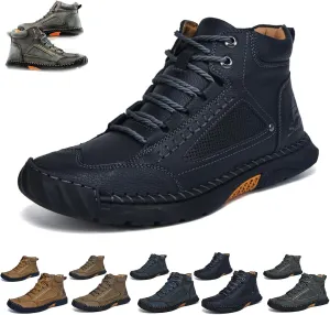 sawbehind mens boots,men's comfortable handmade leather boots, spacious toe box outdoor shoes,Boots Wide, Waterproof, Arch Support
