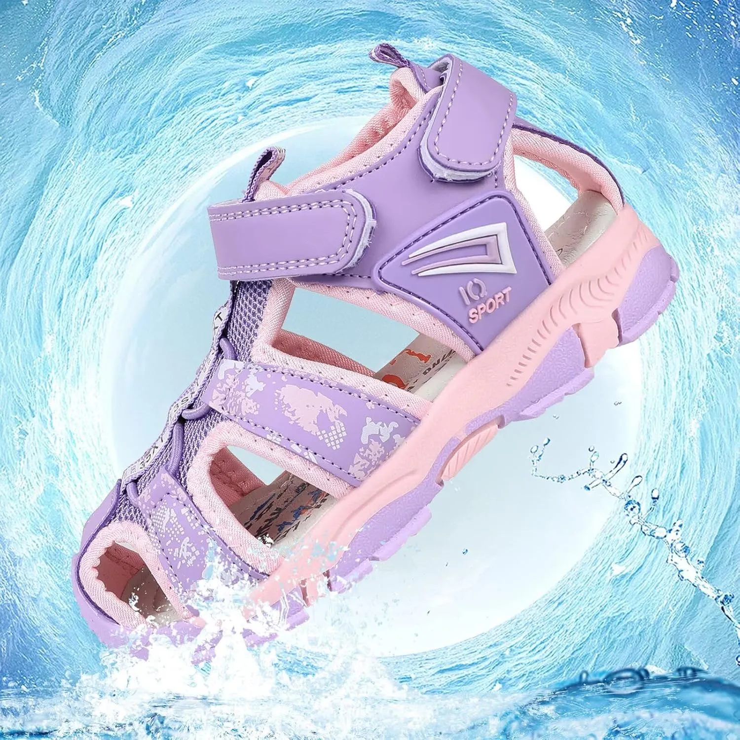 seannel Kids Athletic Sandals Boys and Girls Outdoor Hiking Sports Closed-Toe Sandal Pool Beach Shoes Summer Water shoes