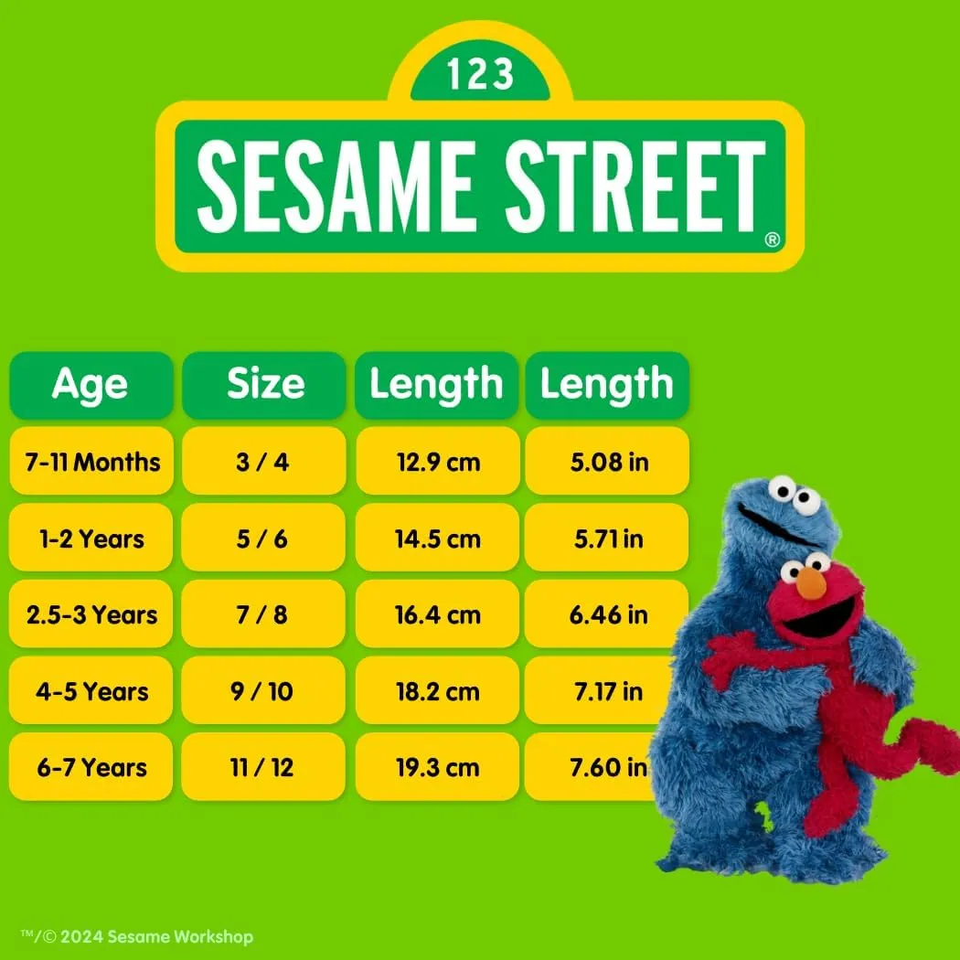 Sesame Street Water Shoes for Kids - Sandals Waterproof Bungee Drawstring Closure Quickdry Slipon Aqua Socks (Sizes: 3-4 Infant / 5-10 Toddler / 11-12 Little Kid)