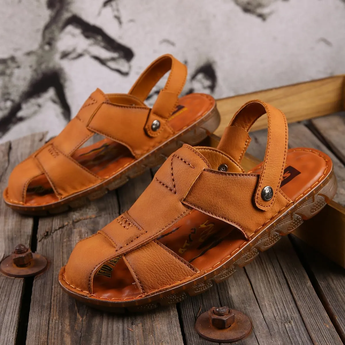 Shaire Men's Casual Sandals Slippers Beach Sandals Men's Closed Toe Fisherman Sandals