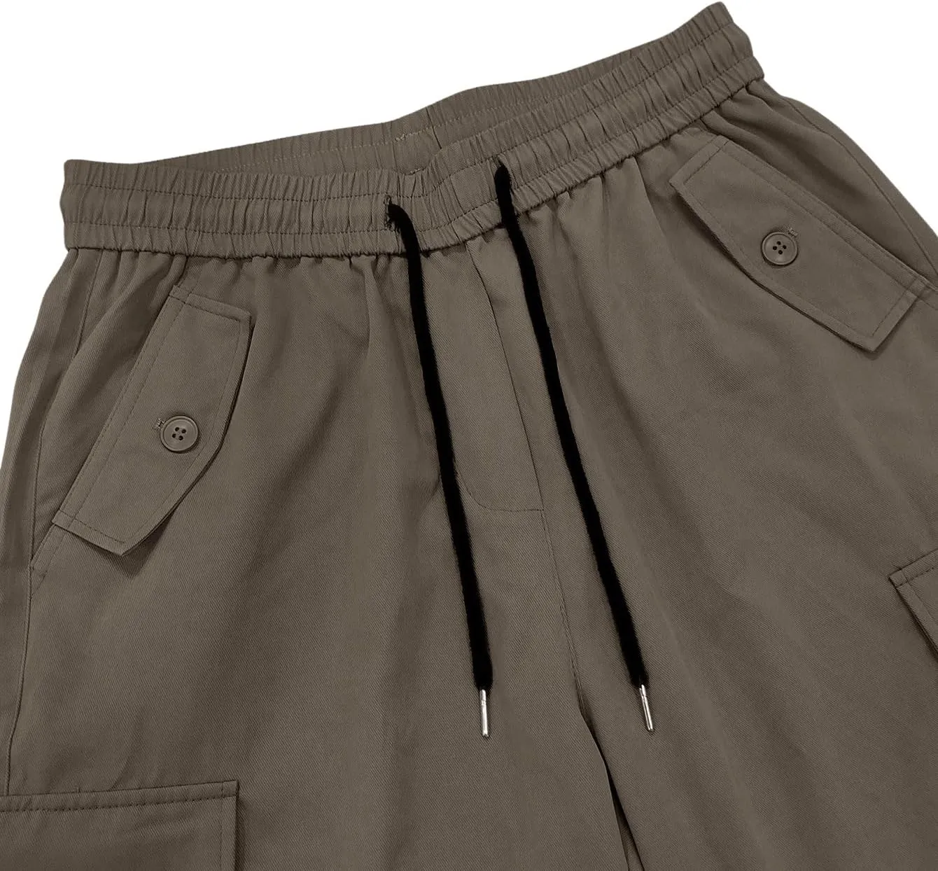 SHENHE Men's Elastic Waist Drawstring Loose Outdoor Hiking Streetwear Cargo Pants
