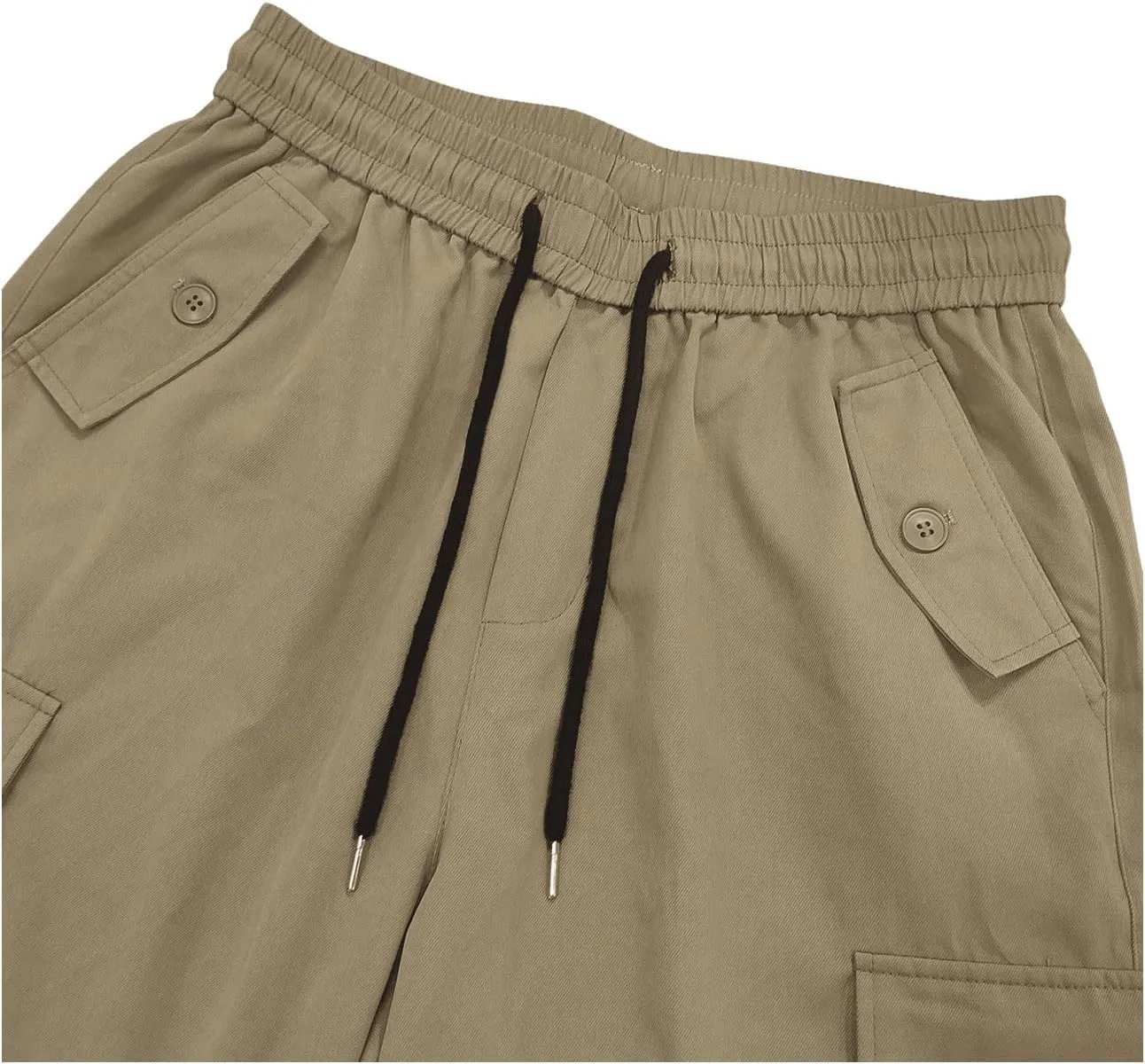 SHENHE Men's Elastic Waist Drawstring Loose Outdoor Hiking Streetwear Cargo Pants