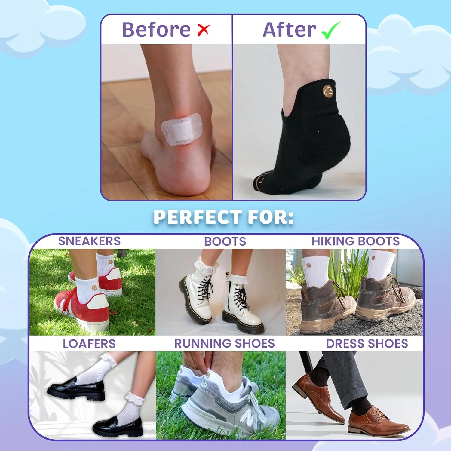 SHEZZA Anti-Blister Cushion Heel Padded Ankle Sock-Breathable,Comfortable-seen on TikTok