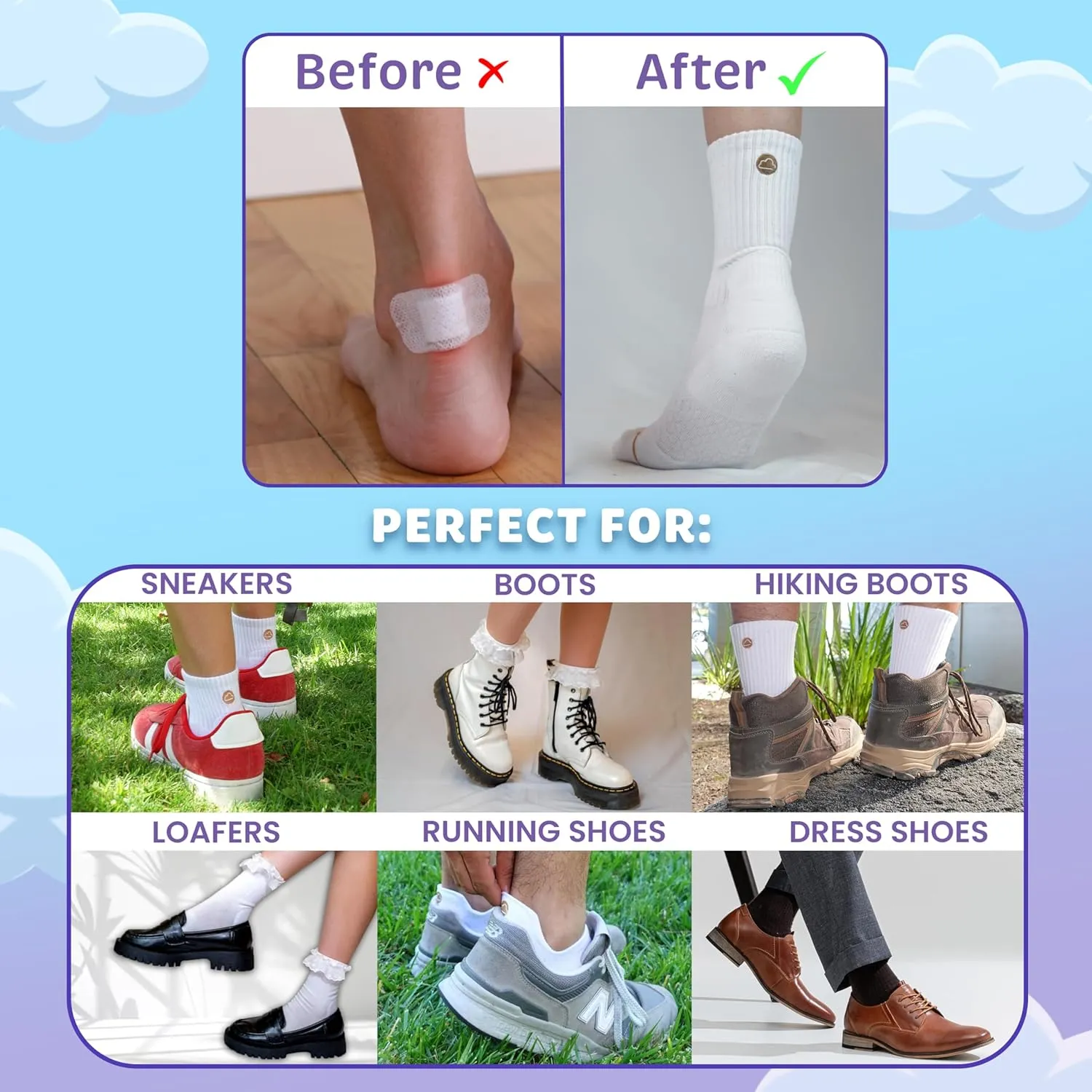 SHEZZA Anti-Blister Cushion Heel Padded Crew Sock-Breathable,Comfortable-seen on TikTok