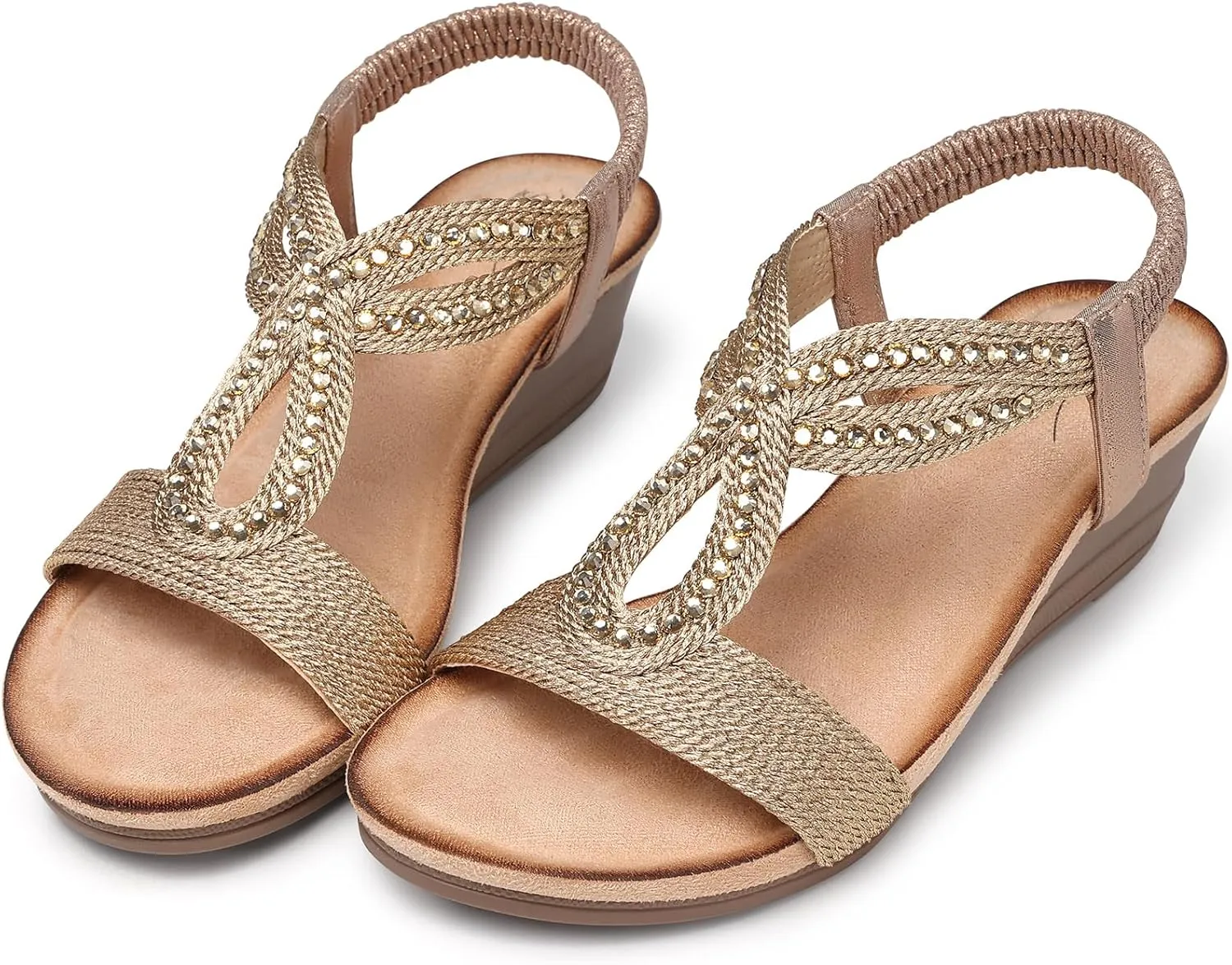 SHIBEVER Wedge Sandals for Women Dressy: Summer Low Wedges Comfortable Open Toe Sandals
