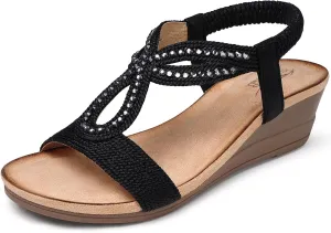 SHIBEVER Wedge Sandals for Women Dressy: Summer Low Wedges Comfortable Open Toe Sandals
