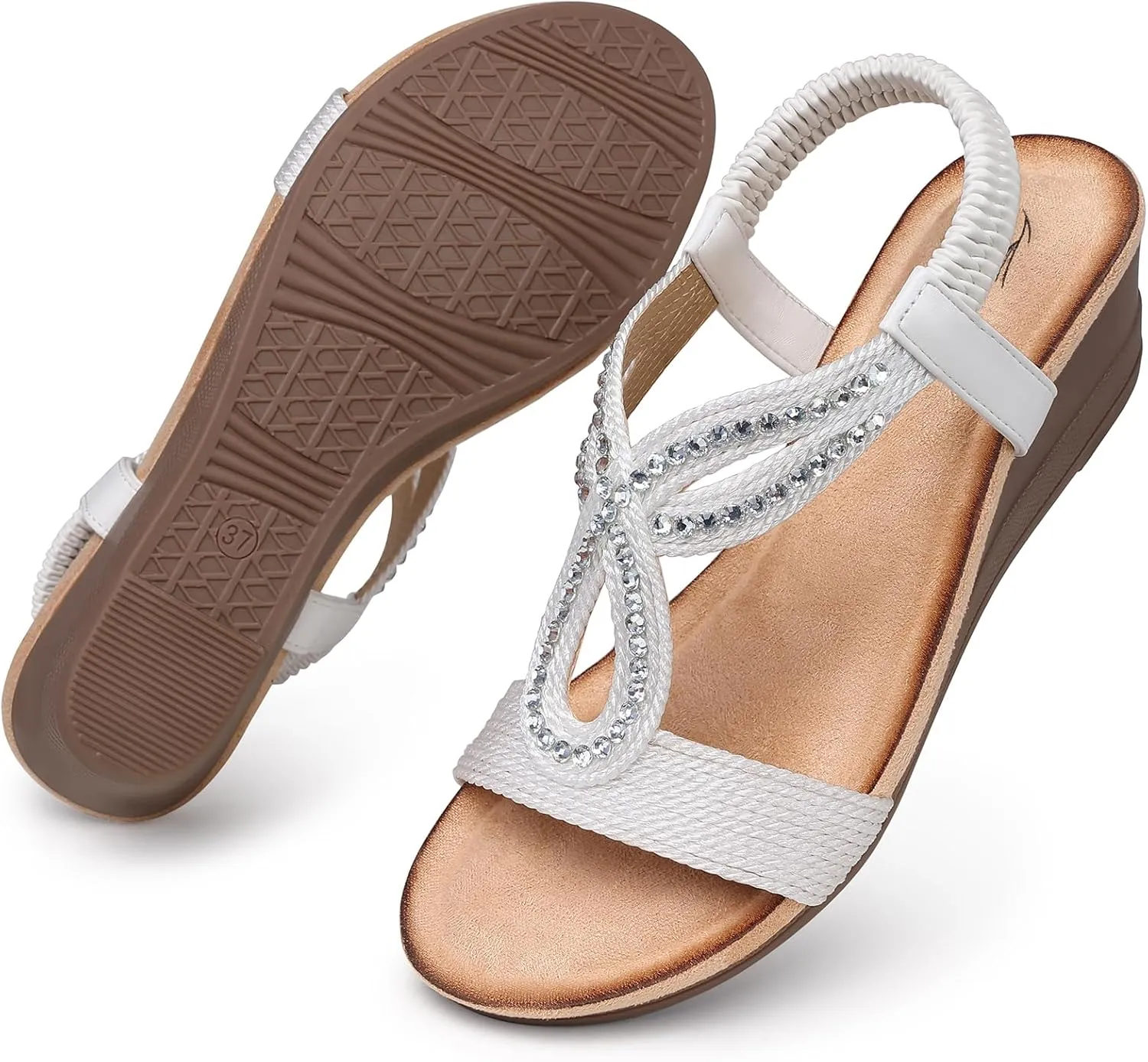 SHIBEVER Wedge Sandals for Women Dressy: Summer Low Wedges Comfortable Open Toe Sandals