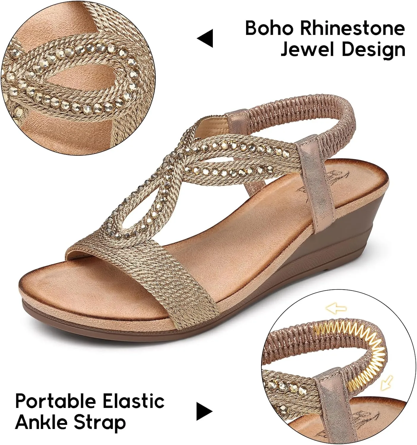 SHIBEVER Wedge Sandals for Women Dressy: Summer Low Wedges Comfortable Open Toe Sandals