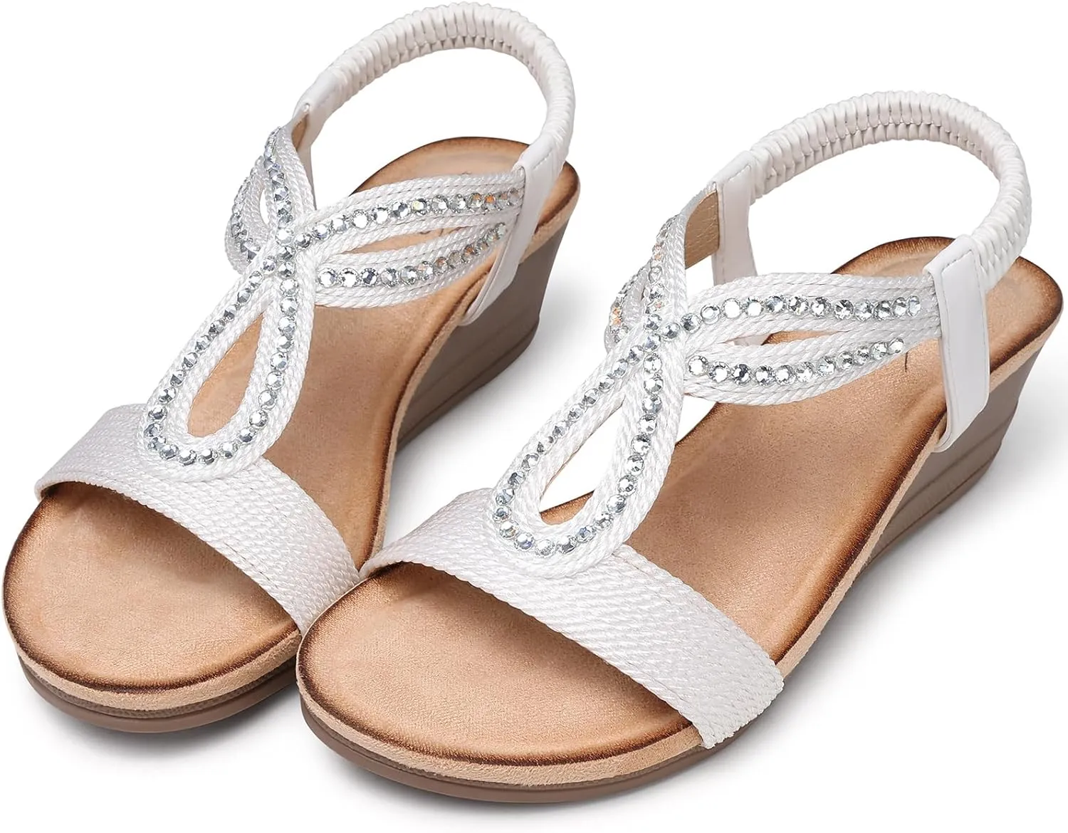SHIBEVER Wedge Sandals for Women Dressy: Summer Low Wedges Comfortable Open Toe Sandals