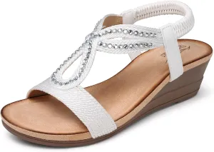 SHIBEVER Wedge Sandals for Women Dressy: Summer Low Wedges Comfortable Open Toe Sandals
