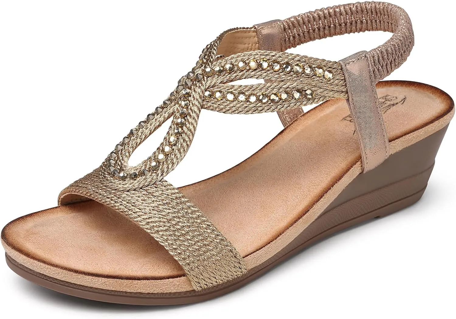 SHIBEVER Wedge Sandals for Women Dressy: Summer Low Wedges Comfortable Open Toe Sandals