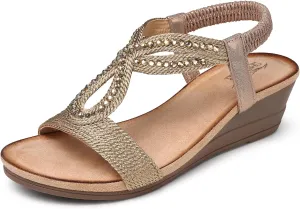 SHIBEVER Wedge Sandals for Women Dressy: Summer Low Wedges Comfortable Open Toe Sandals