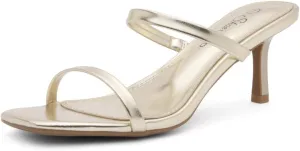 Shoe Land Women's Low Heels | Kitten Heel Sandals for Women | Open Toe Slip-On Slides | Two-Strap Heeled Mules | Dressy Short Heels for Party, Wedding & Vacation