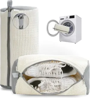 Shoe Washing Machine Bag – 2PCS Chenille Laundry Bags for Washer and Dryer | Deep Clean & Protect Sneakers, Running Shoes, Tennis Shoes (White)