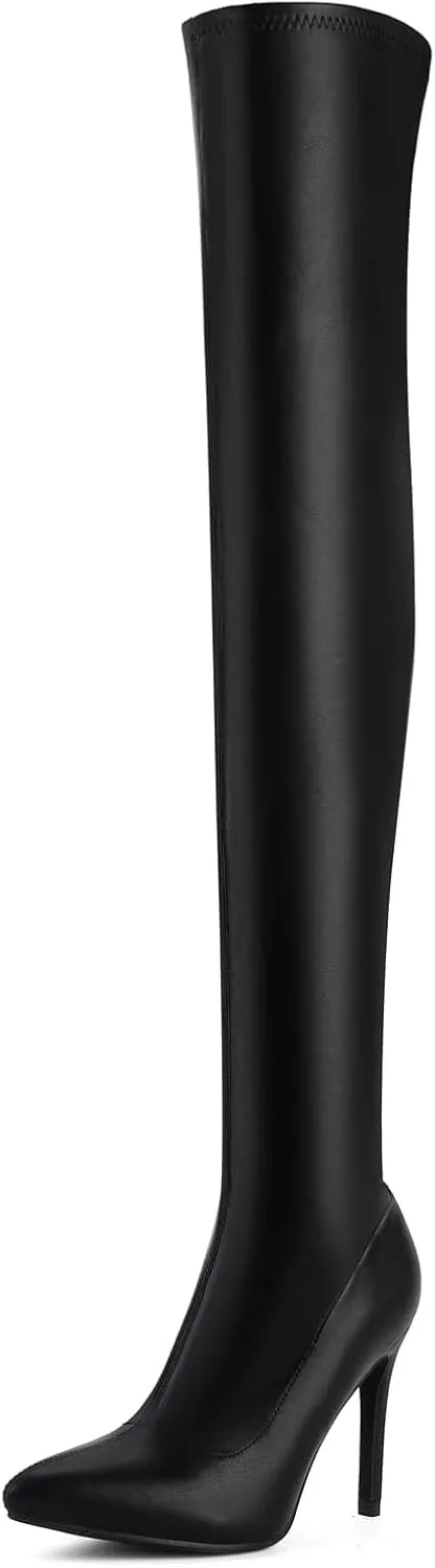 Shoe'N Tale Women Over The Knee High Stretchy Leather Thigh High Snow Boots