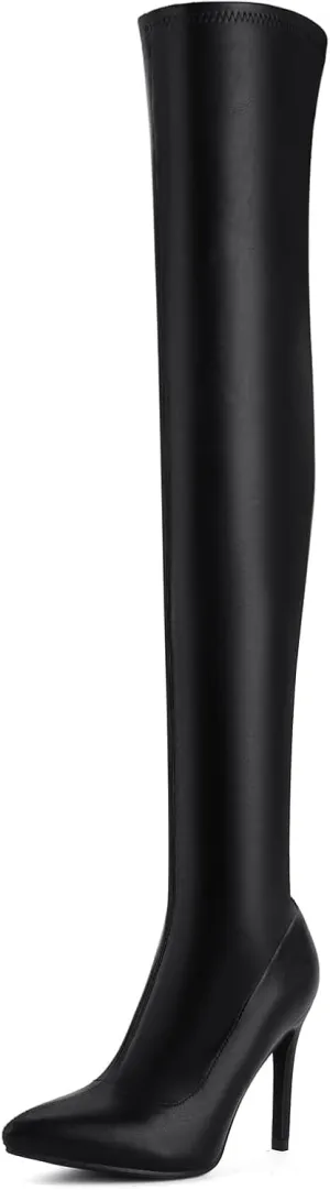 Shoe'N Tale Women Over The Knee High Stretchy Leather Thigh High Snow Boots