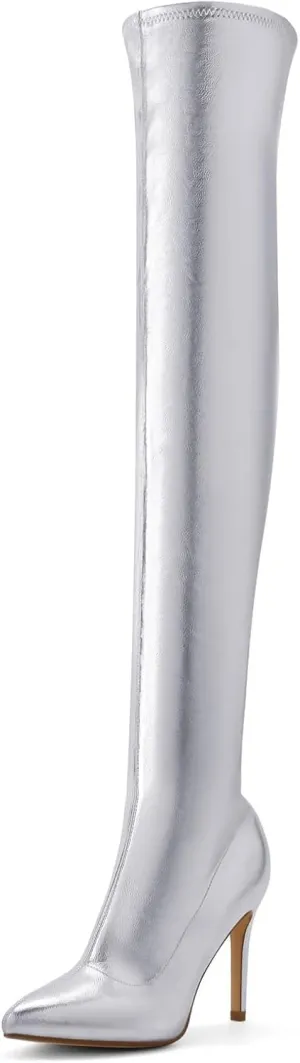 Shoe'N Tale Women Over The Knee High Stretchy Leather Thigh High Snow Boots