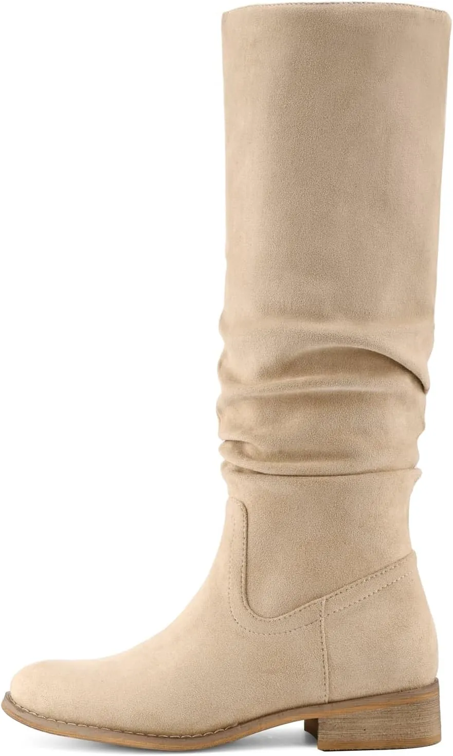 Shoe'N Tale Women's Knee High Boots Flat Low Heel Slouch Pointed Toe Winter Shoes with Side Zipper