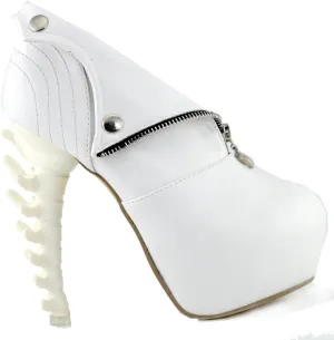 SHOW STORY Black/White Zip High-top Bone High Heel Platform Ankle Boots,LF40605