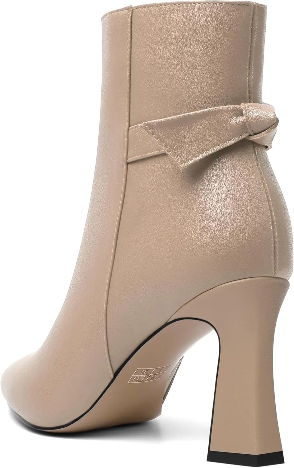 SHOWFOREST Womens Pointed Toe Solid Dating Zip Cold Weather Matte Block High Heel Ankle High Boots 3.3 Inch