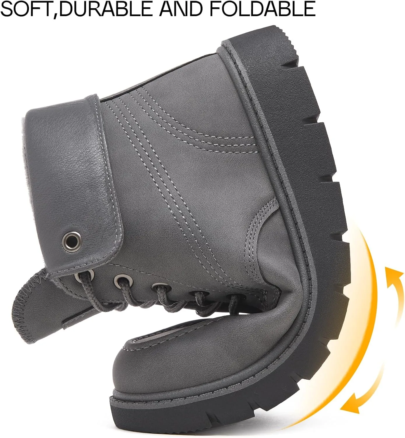 Shupua Women's Ankle Boots Black Lace Up Winter Hiking Work Waterproof Combat Booties
