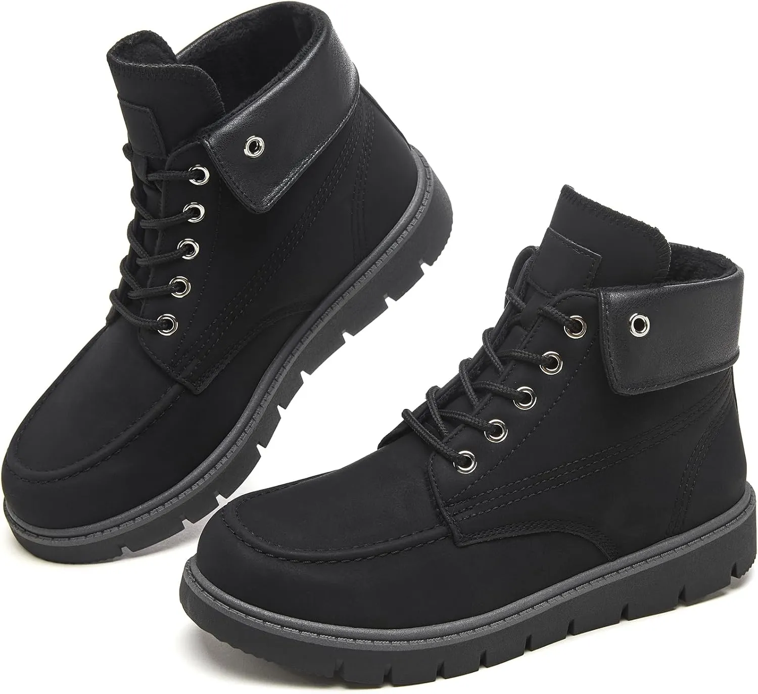 Shupua Women's Ankle Boots Black Lace Up Winter Hiking Work Waterproof Combat Booties