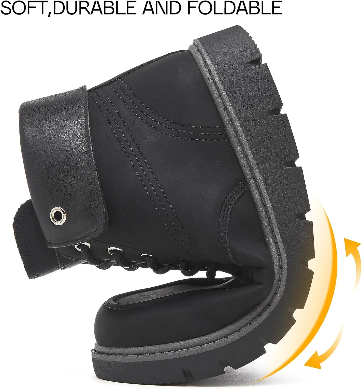 Shupua Women's Ankle Boots Black Lace Up Winter Hiking Work Waterproof Combat Booties