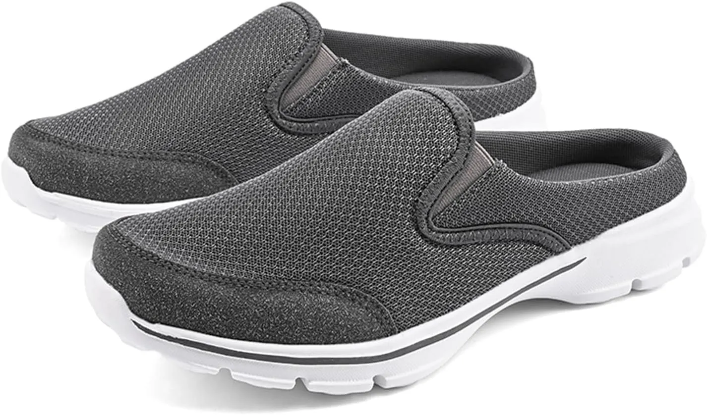 Slip on Mules & Clogs for Women Men Mesh Knit Open Back Walking Shoes Breathable Comfort Sneakers Orthopedic Slippers