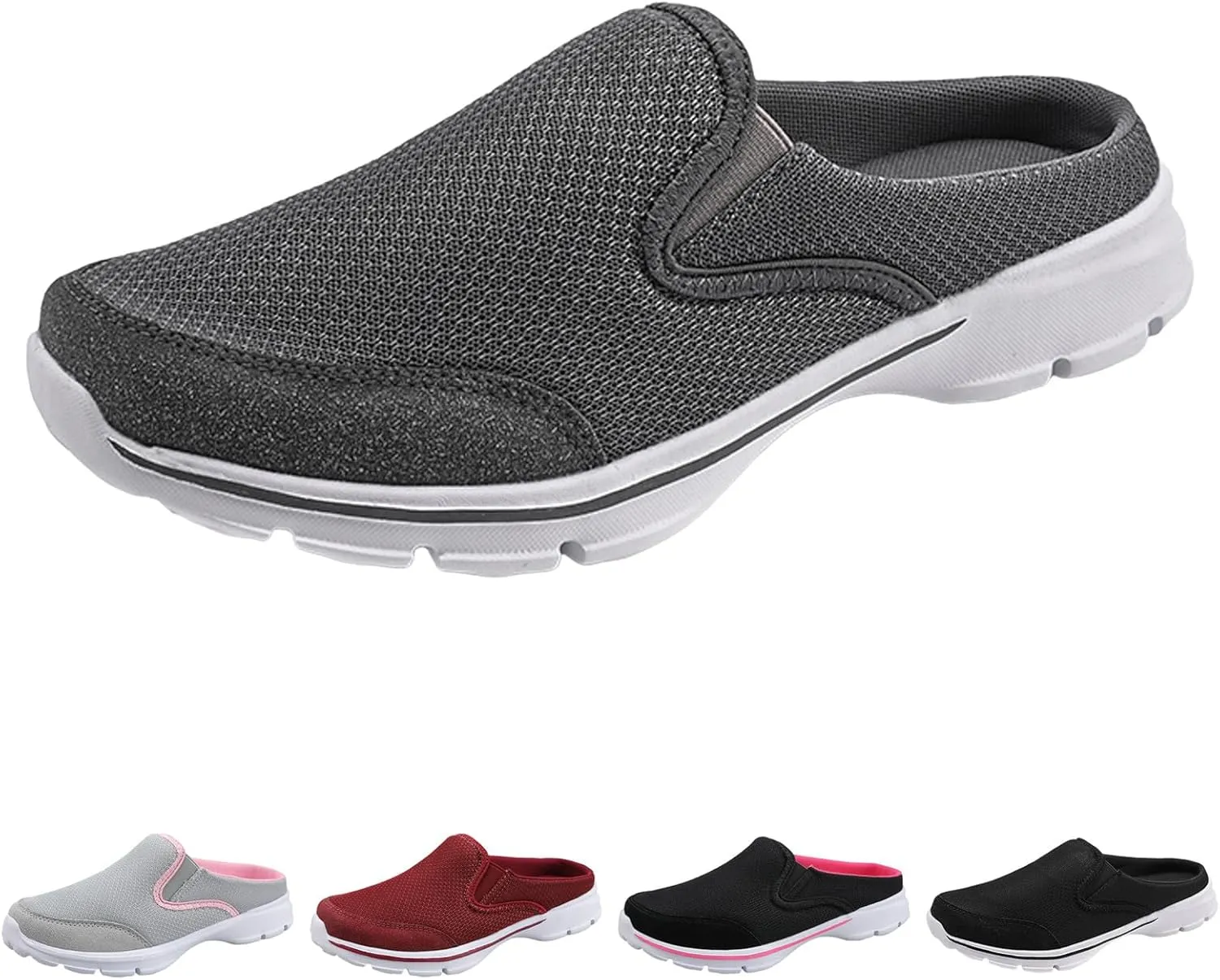 Slip on Mules & Clogs for Women Men Mesh Knit Open Back Walking Shoes Breathable Comfort Sneakers Orthopedic Slippers