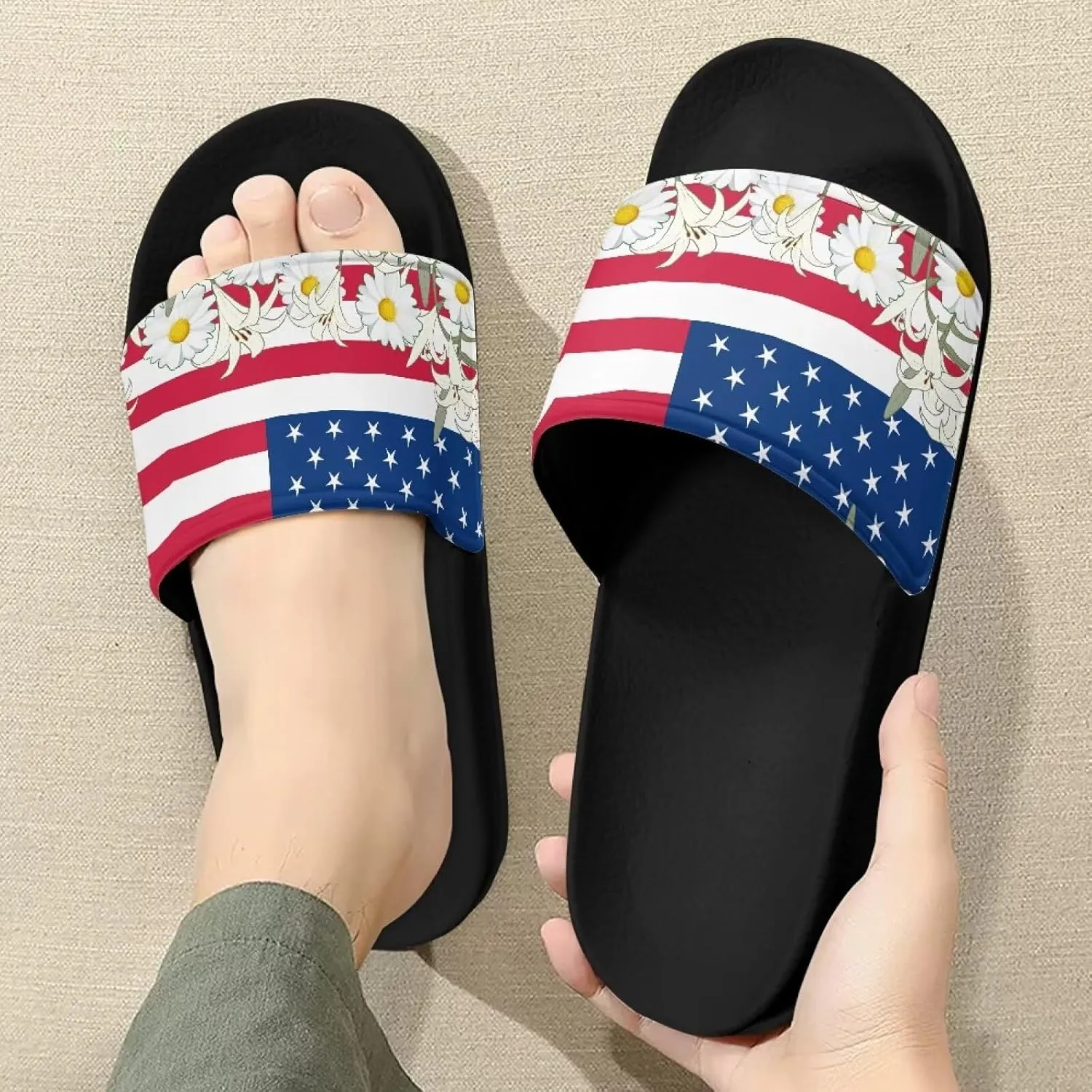 Slippers for Women House Slippers Bathroom Sandals Comfort Lightweight Indoor Non-Slip Single Band Shower Shoes